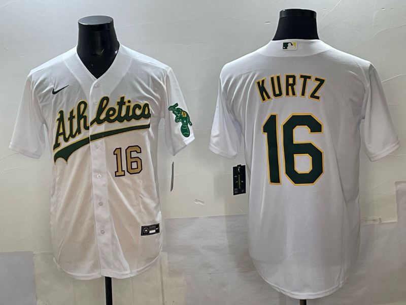 Men Oakland Athletics #16 Kurtz White Nike 2025 MLB Jersey 04